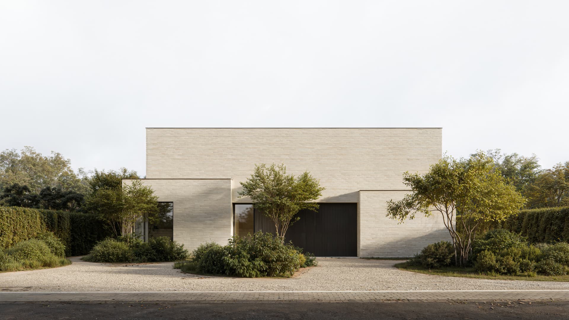 Project Bever — koppelwoning in lichte gevelsteen met groenaanleg